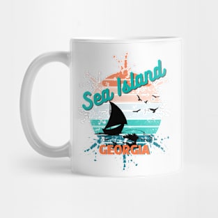 Sea Island Georgia Retro Vintage Exploding Sunset Mug